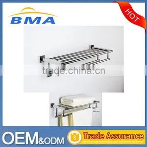 Stainless Steel Bathroom Towel Rack/Towel Shelf With Double Towel Bar thumbnail-1