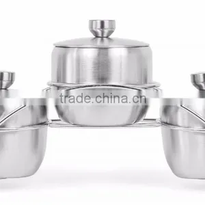 Stainless Steel Condiment Set Seasoning Containers With Stand and Spoons thumbnail-3