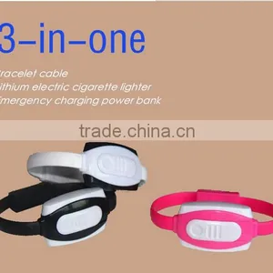 2015 Hot-selling Bracelet 3 In 1USB Cable For IOS/Android Mobile Phones Bracelet USB Cable With Cigeratte Lighter Inside thumbnail-2