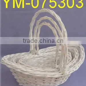 Boat Shape White Willow Flower Basket thumbnail-1