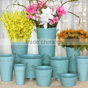 Decorative Hanging Flower Planters With Factory Wholesale Galvanized Iron Planters Garden Metal Flower Pots thumbnail-1