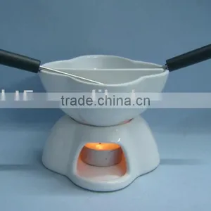 Flower Shape Ceramic Chocolate Dividing Fondue Pot thumbnail-1