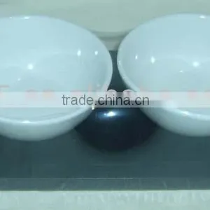 Set of 2 White Ceramic Tapas Bowls Set,snack Tray thumbnail-1