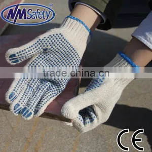 NMSAFETY 10 Gauge White Cotton Knitted Gloves Glove Knitted and Dotted Hand Gloves thumbnail-1