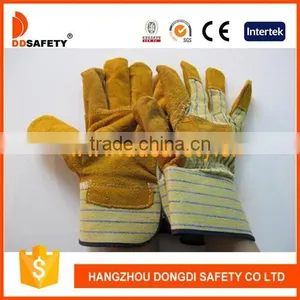 DDSAFETY Hot Sale 2016 Working Yellow Cow Split Leather Glove Safety Glove thumbnail-1
