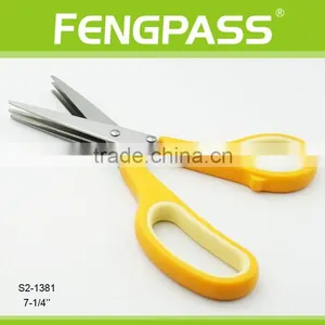 S2-1381 7.25 Inch Stainless Steel With Plastic Handle 3 Blades Soft Grip Herb Scissors thumbnail-2
