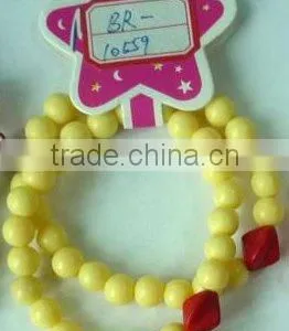 Neon Yellow Kids Plastic Beads Bracelet thumbnail-1