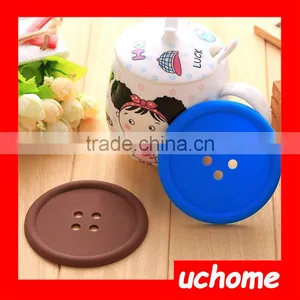 UCHOME 2016 New Colorful Button Shape Silicone Cup Mat/Coaster thumbnail-2