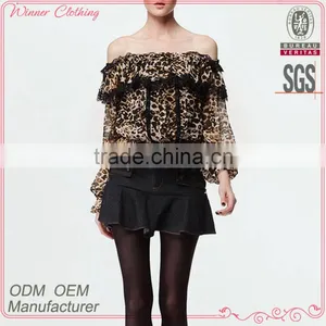 Fashionable Printed Long Sleeve Clothing New Design off Shoulder Sexy Fancy Tops for Girls thumbnail-1