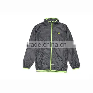 Fashion Sport Long Sleeve Black Pullover Mens Windbreaker Jacket With Hood thumbnail-1