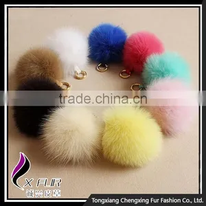 CX-R-32 Lovely Nature Fox Fur Ball/Fur Pom Pom Key Chain thumbnail-2