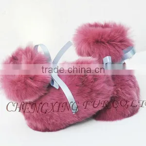 CX-SHOES-07 Genuine Rabbit Fur Baby Shoes Infant Shoes thumbnail-1