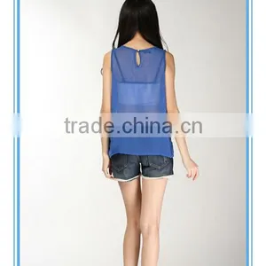 Sequined Navy Elegant Ladies Casual Tops Blouses 2015 thumbnail-2