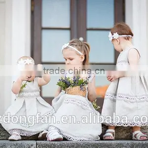 2017 New Style Wholesale Kids Clothing.Linen Flower Girl Dress Lace Children Long Frocks Designs thumbnail-2