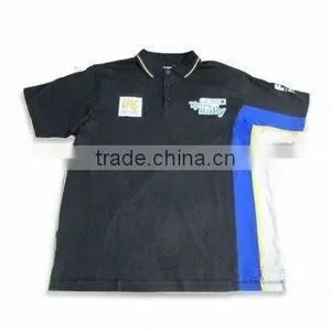 Men's Knitted Side Panel T-shirt With Front Chest Print Letter, Made of 60/40 CVC Jersey thumbnail-1