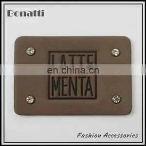 Garment pu Leather Labels or Patches Customized Debossed Logo thumbnail-1