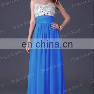 Grace Karin Strapless Flowy Long Evening Dress Patterns Made in China CL3424-1# thumbnail-4