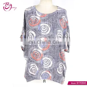 Bat Sleeve Latest Fancy Ladies Fashion New Round Neck Tops thumbnail-1