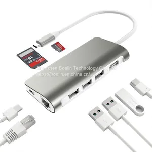 BL-U603 TYPE-C TO USB3.0x3+HDMI+RJ45+PD+SD/TF HUB 8 in 1 thumbnail-4