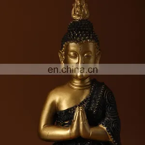Chinese Classical Figure Statue Decoration Luxury Gold Resin Base Buddha Shape Modern Cheap Desk Lamps for Church thumbnail-5