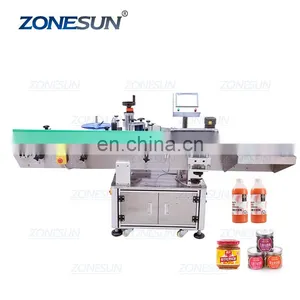 ZONESUN ZS-TB821 Vial Glass Jar Can Sticker Wine Water Bottle Automatic Round Bottle Labeling Machine For Round Bottles thumbnail-1