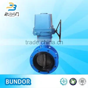 China Manufacture Cast Iron Motorized Double Flange Butterfly Valve Price thumbnail-2