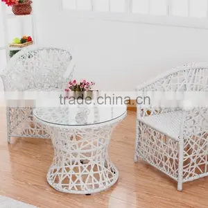 Modern Rattan Garden Furniture, White Outdoor Rattan Furniture With 2 Armchairs, Cheap Wicker Patio Sofa PRT14806 thumbnail-2