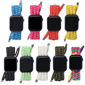 New Braided Nylon Strap For Apple Watch Band Outdoor Umbrella Cord Braided Strap For IWatch Series Strap Wristband thumbnail-1