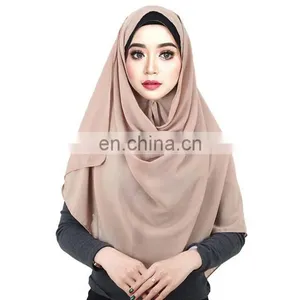 Wholesale Plain Georgette Foulard Hijab Muslim thumbnail-1