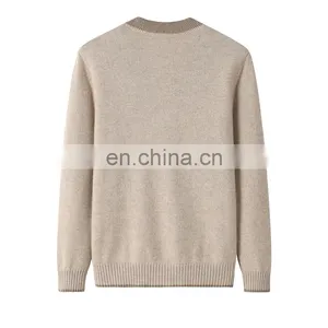 100% Cashmere V-Neck Sweaters Winter Casual Cable Knit and Plain Knit Design Solid Pattern With Button Decoration Front Logo thumbnail-2