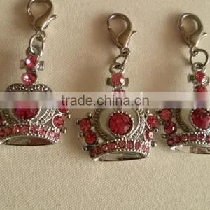 Zinc Alloy 3D Design Metal Crown Pendant Charms With Colorful Rhinestones thumbnail-1