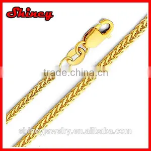 14K Yellow Gold 2.5mm Braided Square Wheat Chain Necklace With Lobster Claw Clasp thumbnail-1