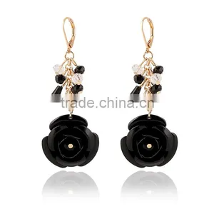 2016 Latest Design Wholesale Price Women Elegant Enamel Flower Drop Earring thumbnail-1