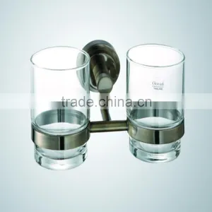 Bronze Stainless Steel Bathroom Teeth Brush Double Wall Mounted Cup Holder 72605B thumbnail-1