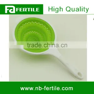 WFZ TV001138 Green Color Food Colander Collapsible Silicone Kitchen Sink Strainer With Handle thumbnail-1
