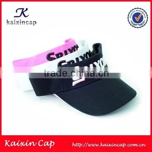 Promotional Cheap Custom Made 100% Cotton Stripped Sun Visor Cap thumbnail-5