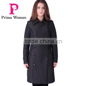 2016 Spring Fashion Long Slim Fit Women Coat With Paint Button thumbnail-3