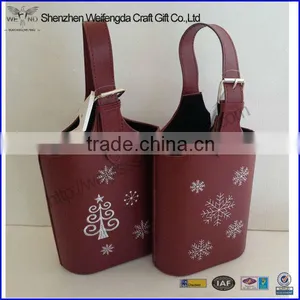 2015 Black Faux Leather Wine Carrier,Wine Basket thumbnail-2