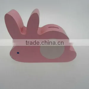 Wood Cute Pink Rabbit Shaped Money Bank thumbnail-1