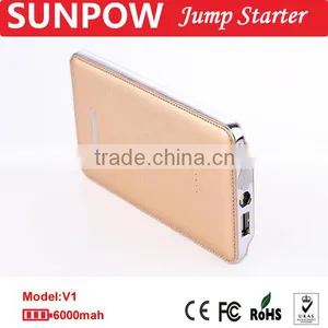 Sunpow 6000mah New Design Car Battery Charger and Luxury Gold Color Mini 12v Car Jump Starter With Air Compressor thumbnail-3