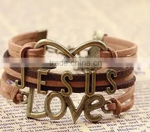 >>New Arrival Christian Infinity LOVE Jesus Leather Bracelet/ thumbnail-2