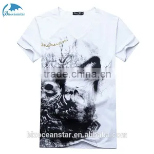 New Men's Short Sleeve T-shirt Men's V-neck Chinese Wind Printing Men's T-shirt thumbnail-4