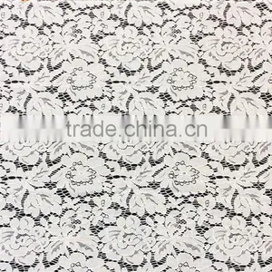 Best Quality Nylon/Cotton White Flower Lace Knitted Fabric T8085 thumbnail-2