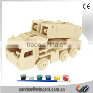 Educational Toy DIY Missile Truck 3D Wooden Children Puzzle thumbnail-1