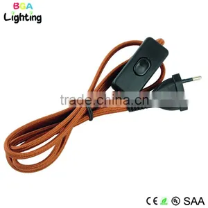 Cotton Braided Wire With Black On/off Switch and AC EU Plug for Pendant Light Quality Choice thumbnail-1