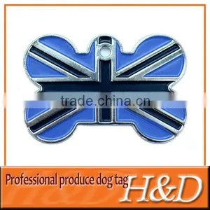 Bone Shape Metal Dog Tag With Flag Carved thumbnail-1