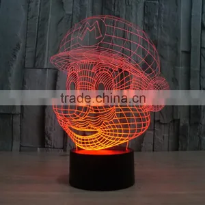 Novelty Super Mario Shape 3D Illusion Led Night Light Cartoon Atmosphere Switch ABS Led Bulbs Lamb With 7 Color Light thumbnail-5