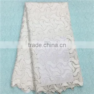 Swiss Fabric High Quality White Lace Polyester Fabrics for Lady Evening Dress thumbnail-1