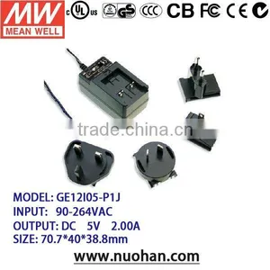 Meanwell 10 ~ 12W AC-DC Single Output Wall-mounted Type Ac/dc Switching Power Supply/5v 2a Switching Power Supply thumbnail-1