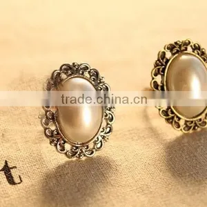 Sweety Girls'Jewelry Fresh Water Pearl Multi Gem Stone Halo Plated Vintage Engagement Ring WholeSale thumbnail-6